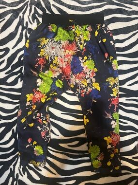 Junior Gaultier Black Floral Harem Pants with Multicolor Blooms